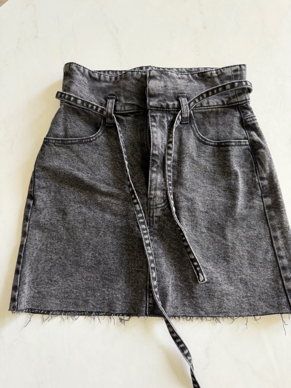Stone wash jean skirt
